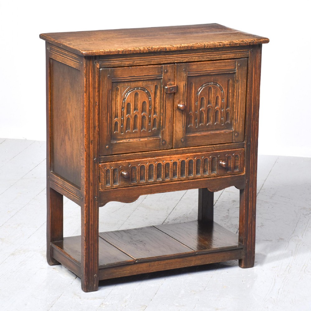 Neat-Sized Jacobean-Style Carved Oak Cabinet