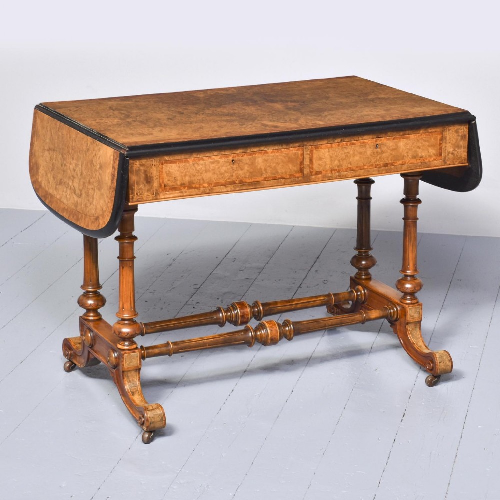 Inlaid Freestanding Burr Walnut Sofa Table