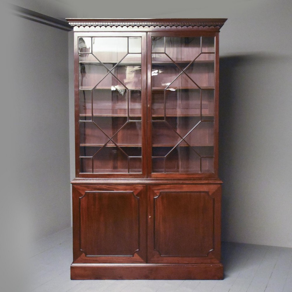 George III Style Mahogany Two Door Cabinet Bookcase
