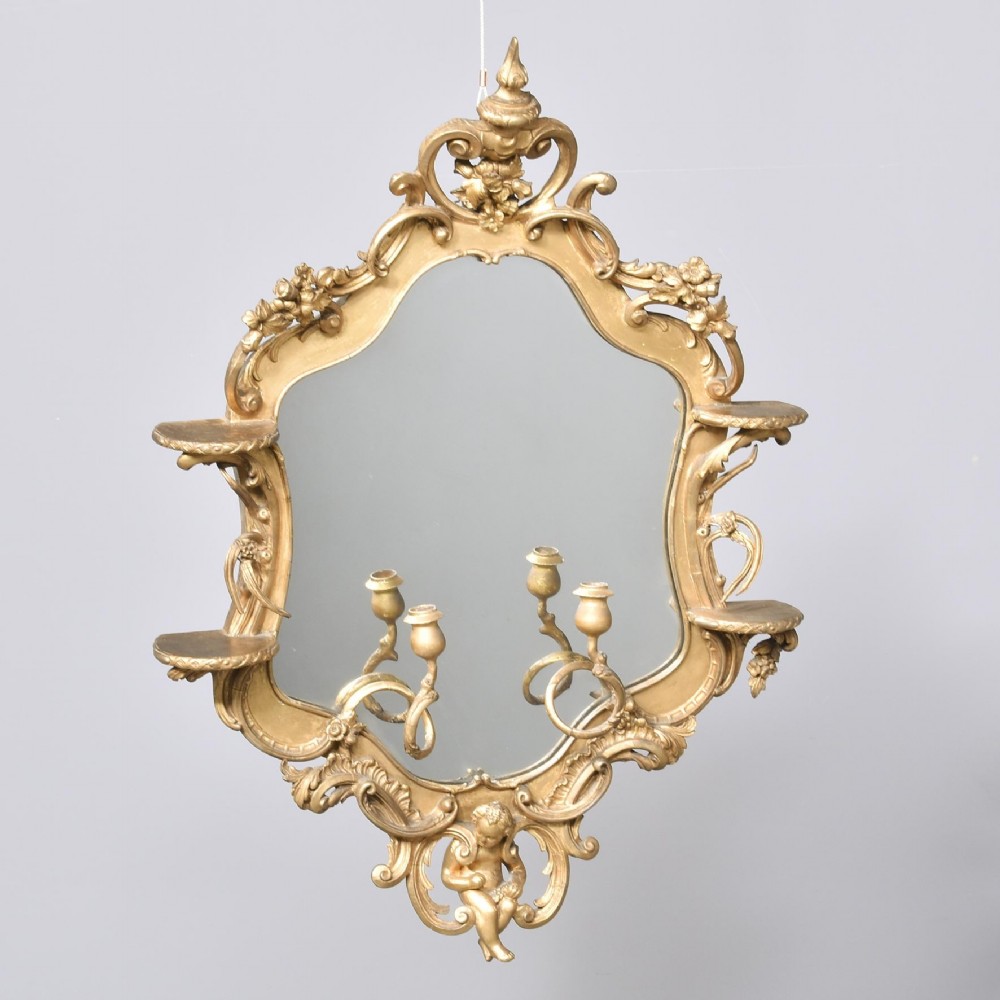 Victorian French Giltwood Girandole Mirror