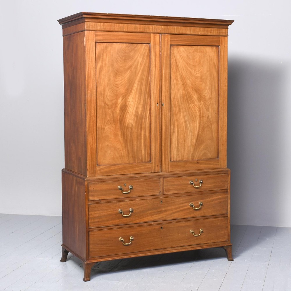 George III Mahogany Linen Press of Neat Proportions