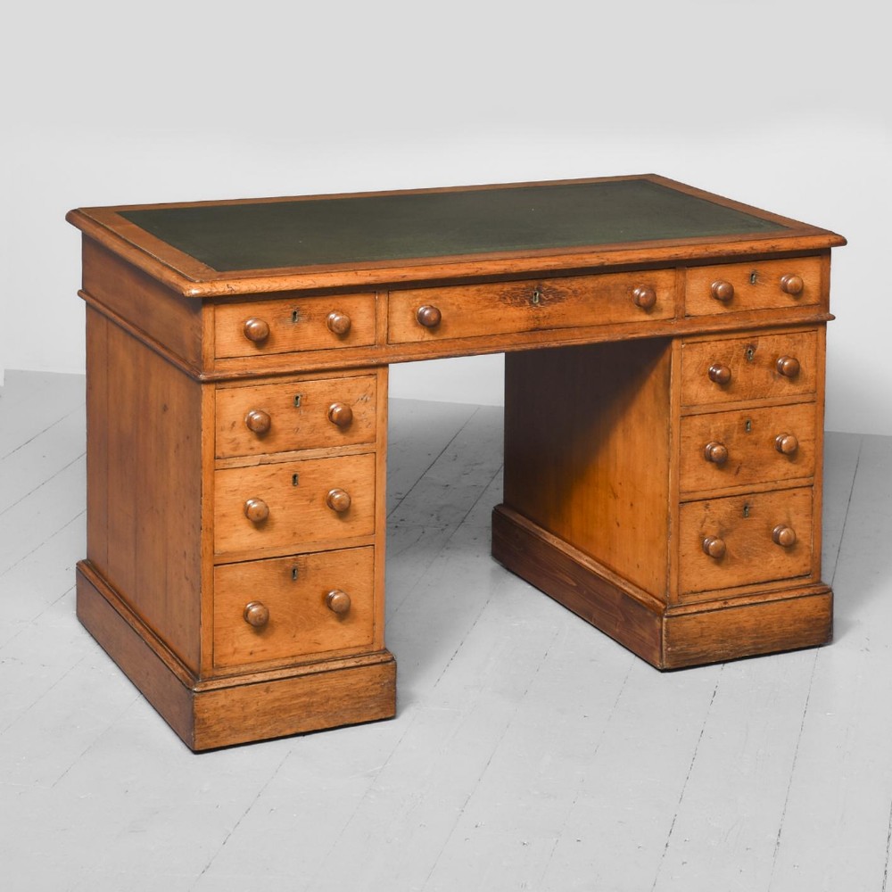 Victorian Oak Pedestal Desk