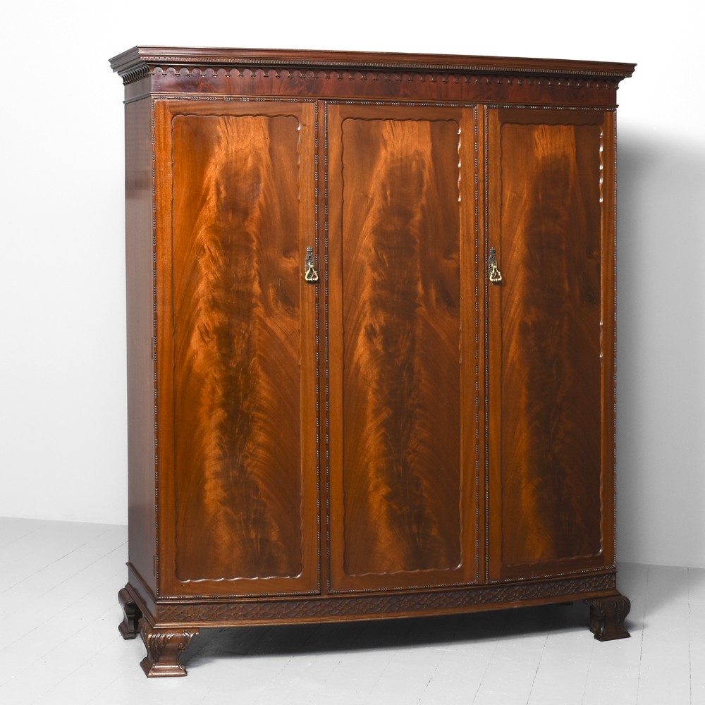 Quality Three Door Georgian Style Mahogany Wardrobe in Perfect Condition