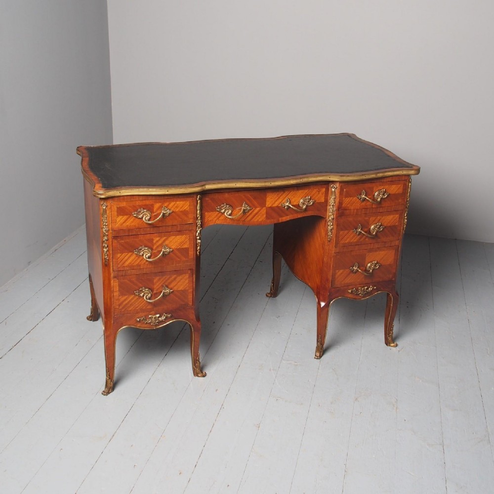 Louis XV Style Mahogany and Rosewood Ladies Kneehole Desk