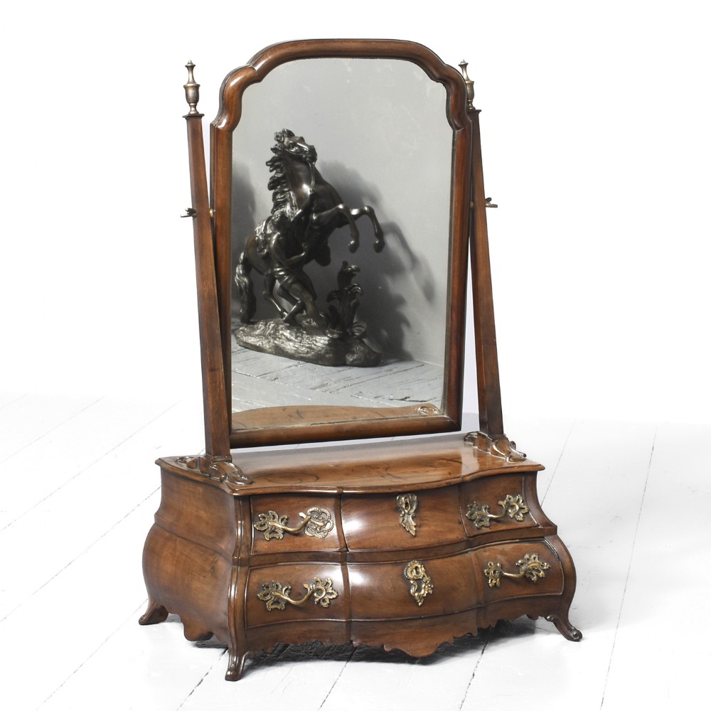 Rare Dutch Walnut Dressing Mirror