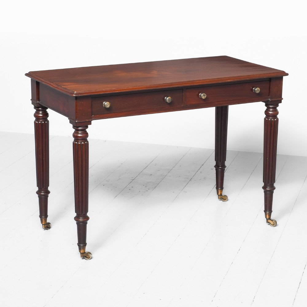 Gillow's Style Mahogany Free Standing Two Drawer Side Table