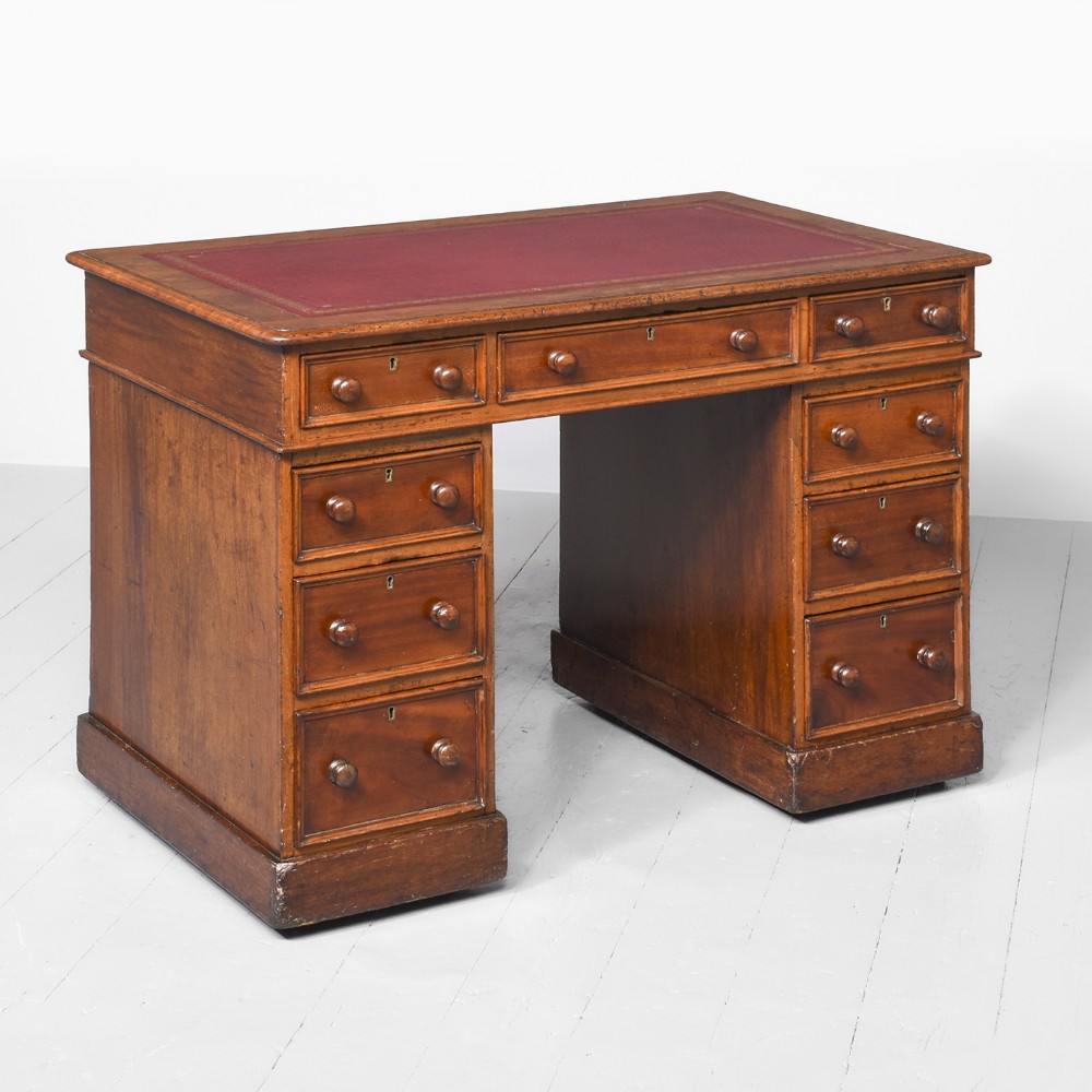 Mid Victorian Nest-Sized Mahogany Knee Hole Desk