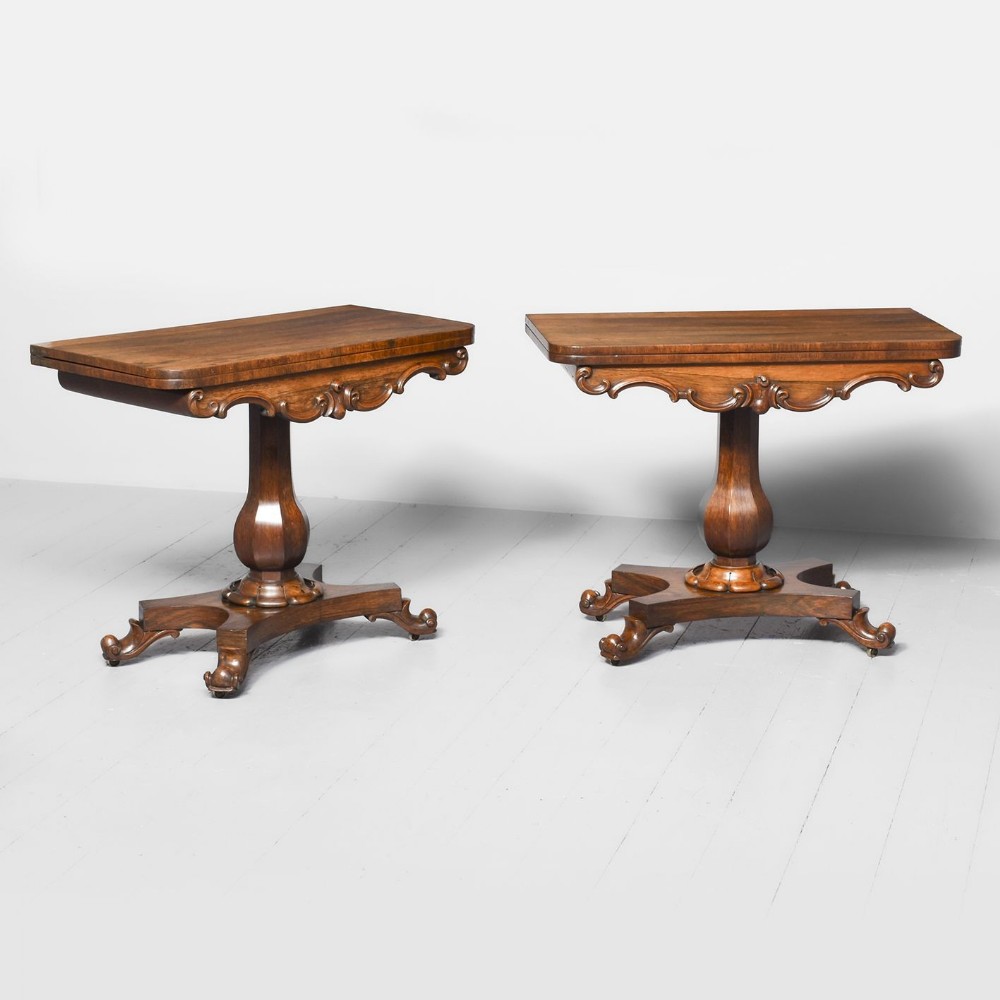 Attractive Pair of Early Victorian Rosewood Game Tables