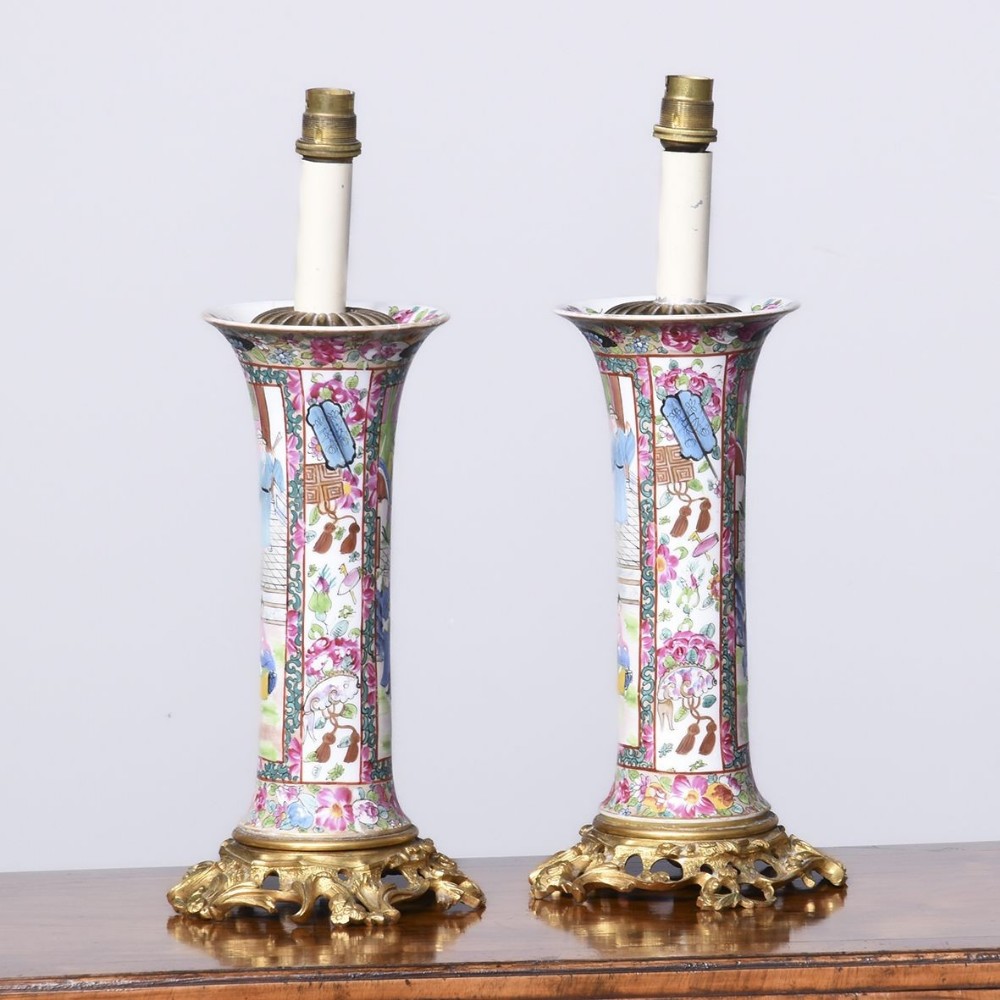 Pair of Canton Vase Lamps