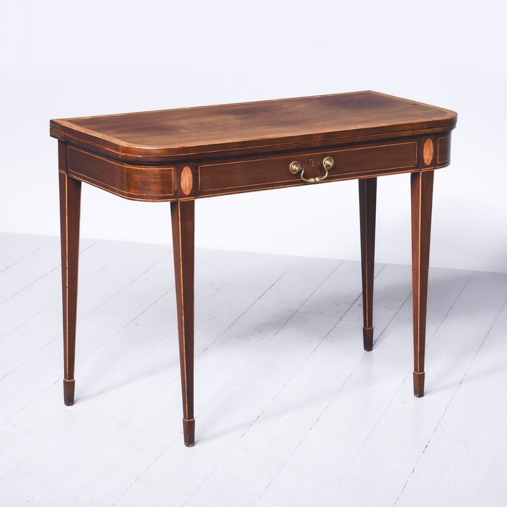 Scottish Georgian Mahogany and Inlaid Tea Table