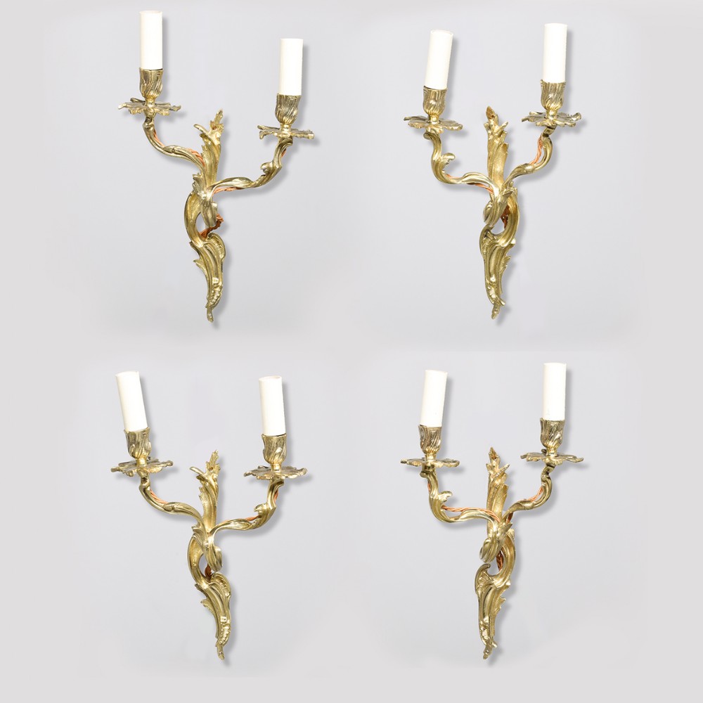 Quality Set of 4 Gilded Wall Sconces