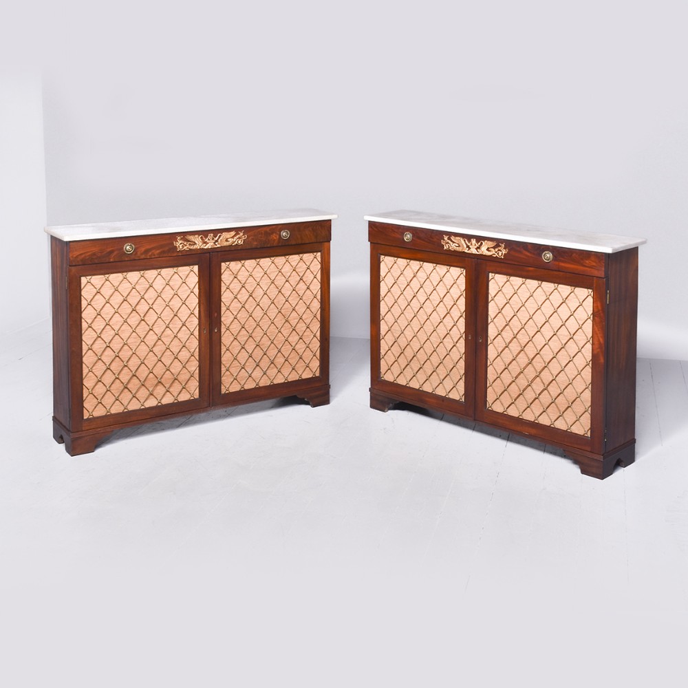 Pair of George IV Marble Top Side Cabinets