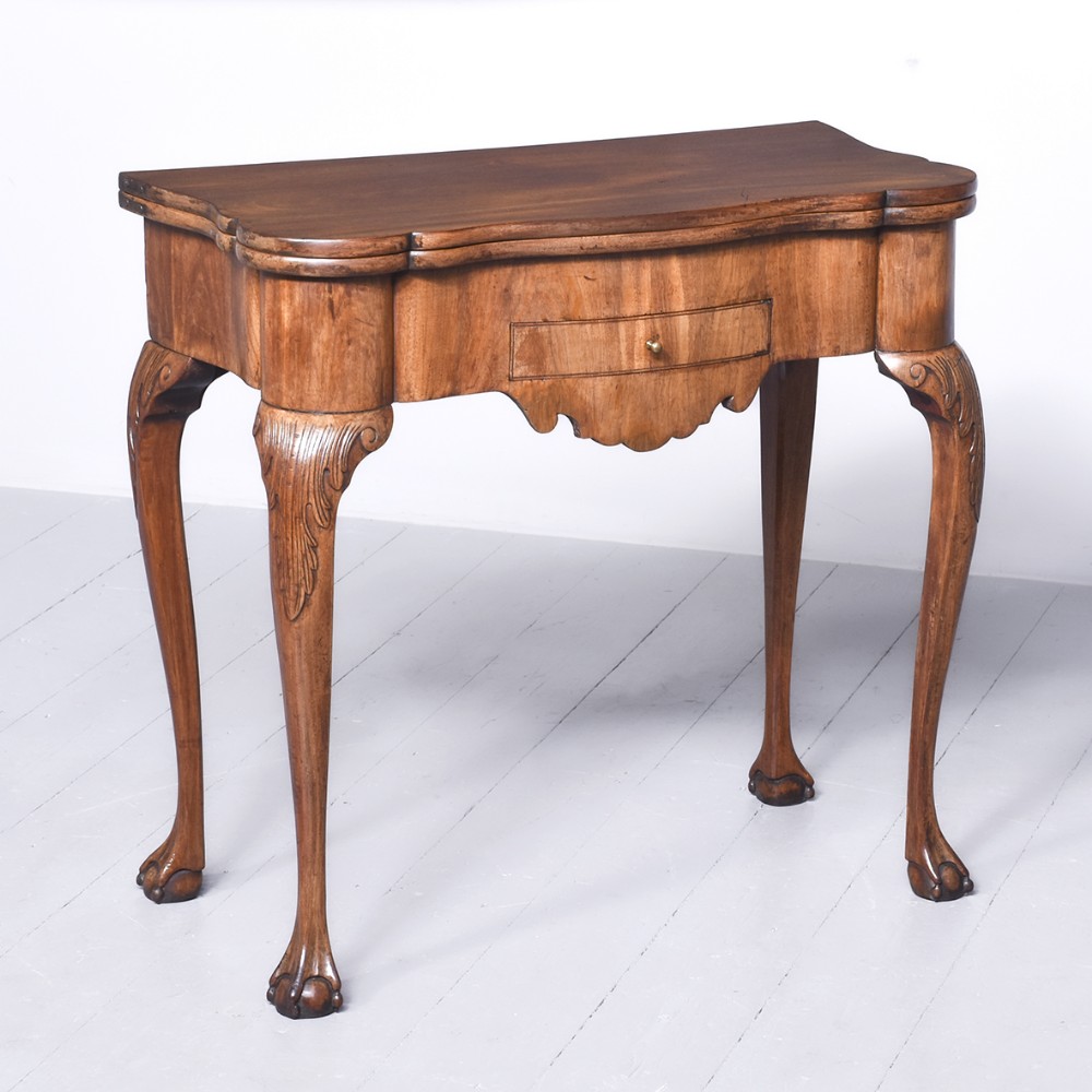 George II Serpentine Front Double Fold-over Table