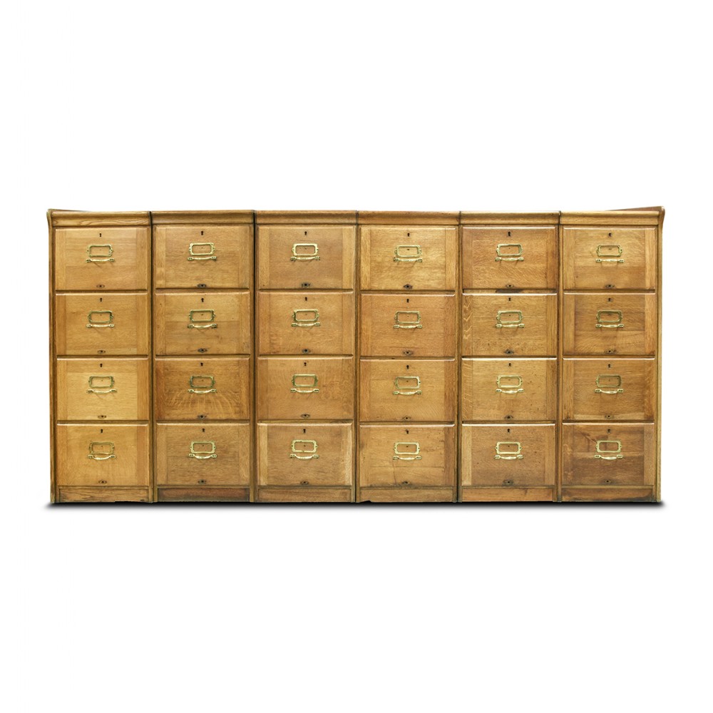 Set of 6 Oak 4 Drawer Filing Cabinets