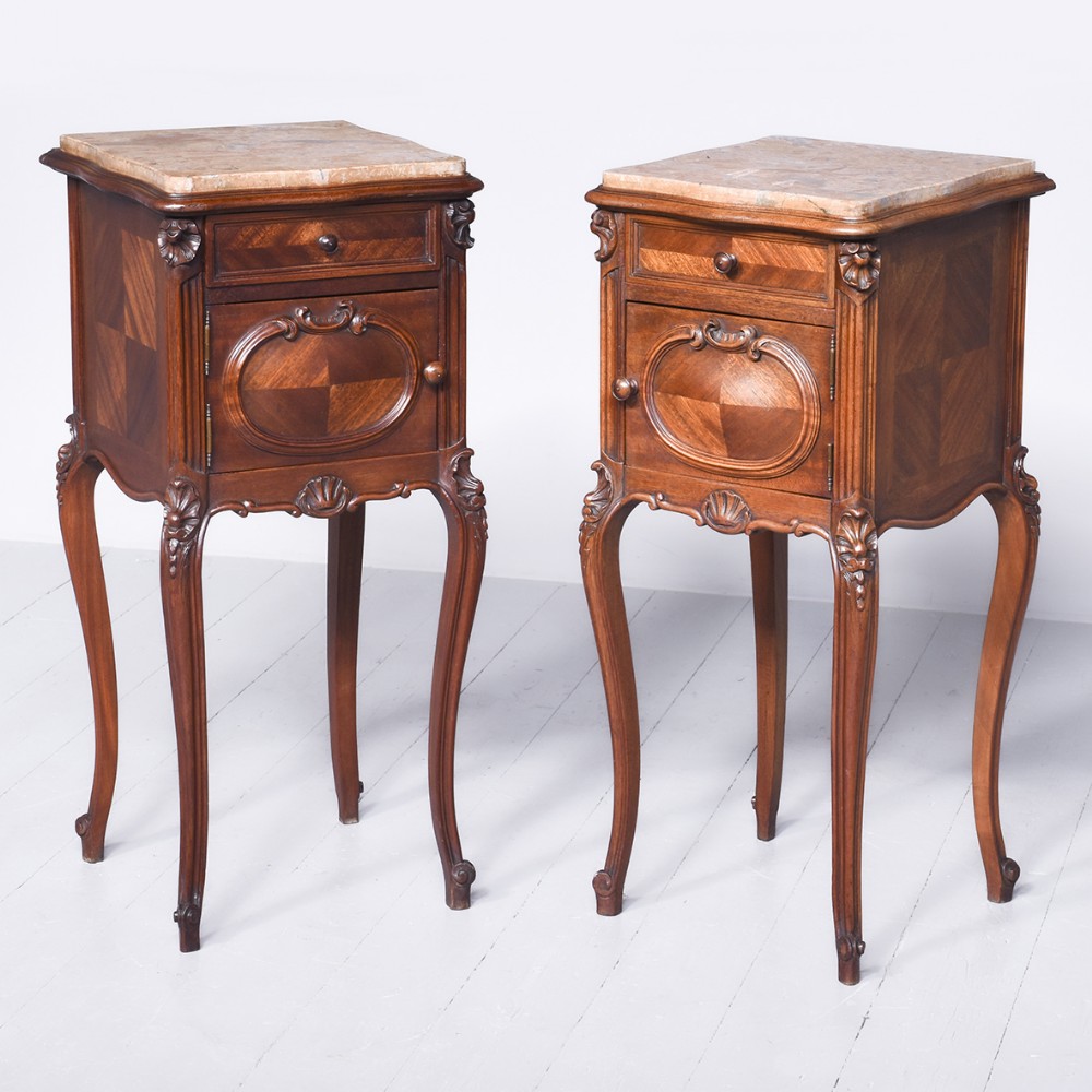 Pair of Tall Elegant French Bedside Cabinets