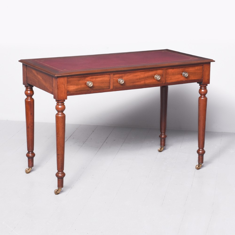 George III Mahogany Writing Table with a Burgundy Leather Writing Surface