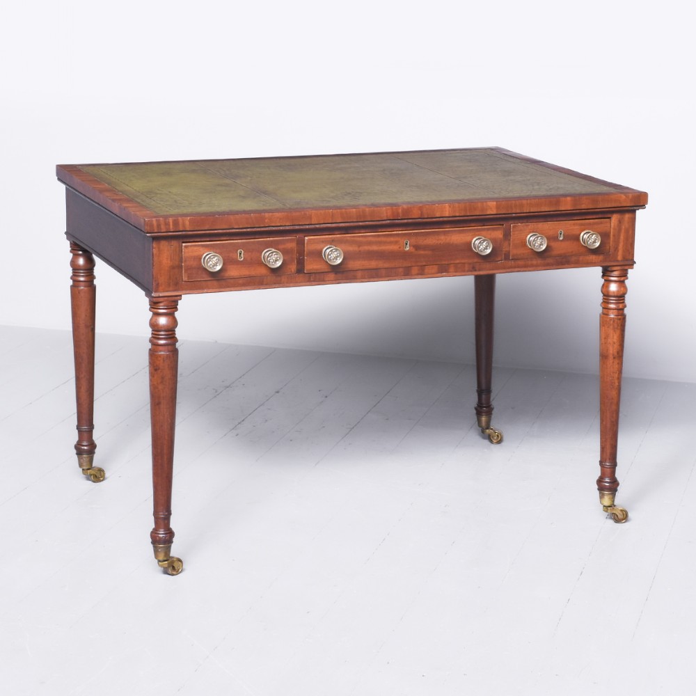 George III Mahogany Partners Writing Table with Green Leather Writing Surface