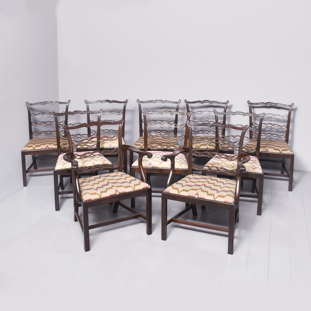 Set of 10 Hepplewhite Dining Chairs