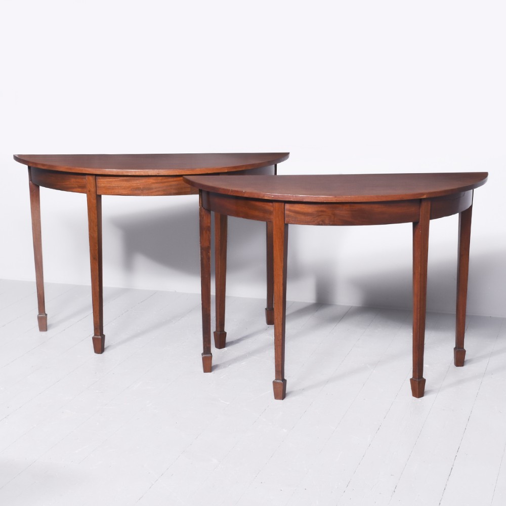 Pair of Georgian Demilune Mahogany Hall Tables