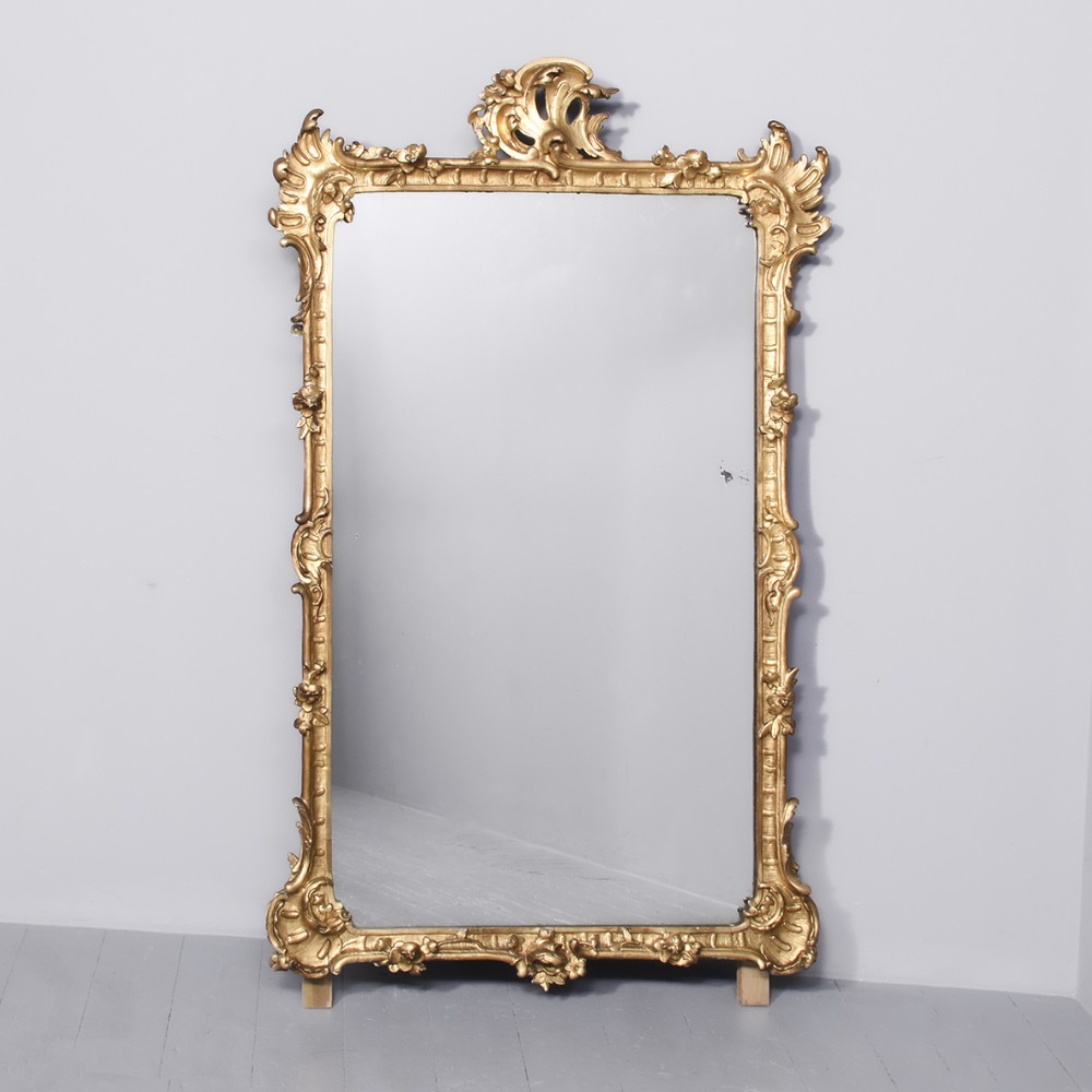George III Carved Wood & Gesso, Gilded Mirror