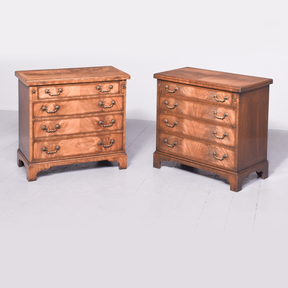 Rare Pair of George III Style Bachelor’s Chests with Brushing Slides