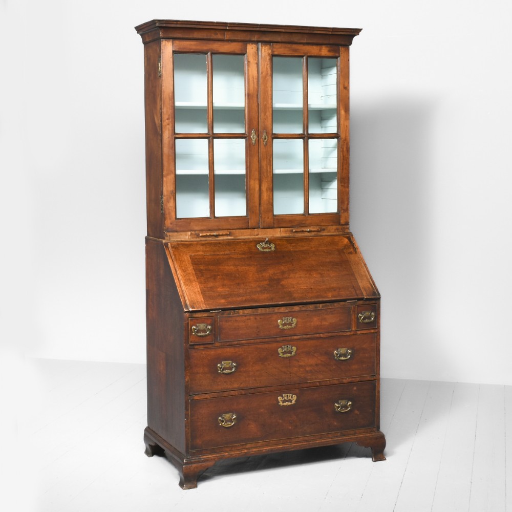 George I Walnut Bureau Bookcase