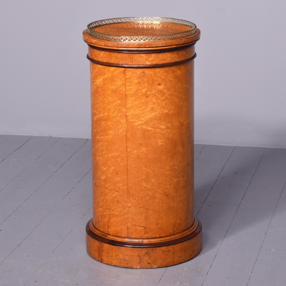 Rare Victorian Birdseye Maple Cylindrical Lampstand or Side Cabinet View VII