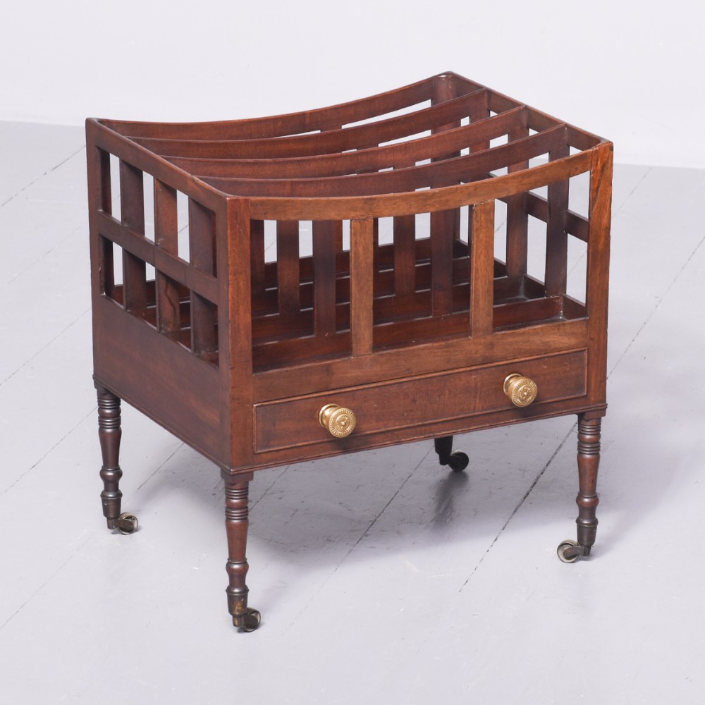 Very fine George III mahogany canterbury in original condition with lovely colour and patina
