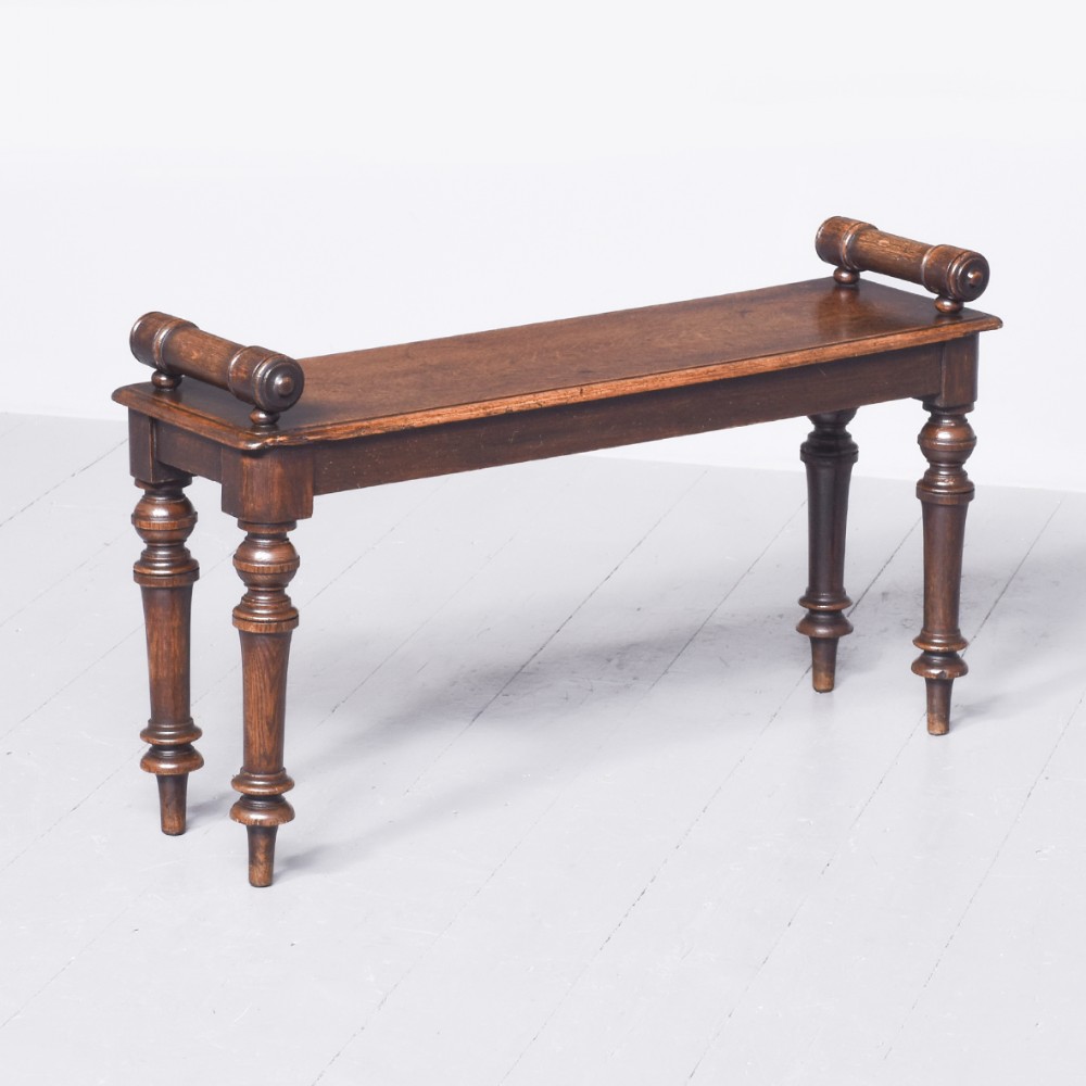 Unusual stylish oak Victorian hall bench