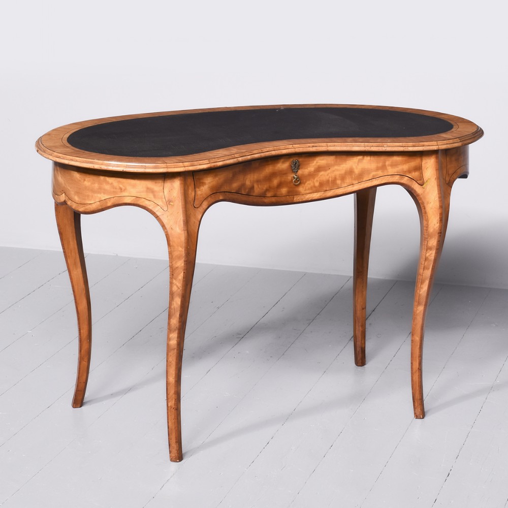 Victorian Inlaid Satinwood Writing Table