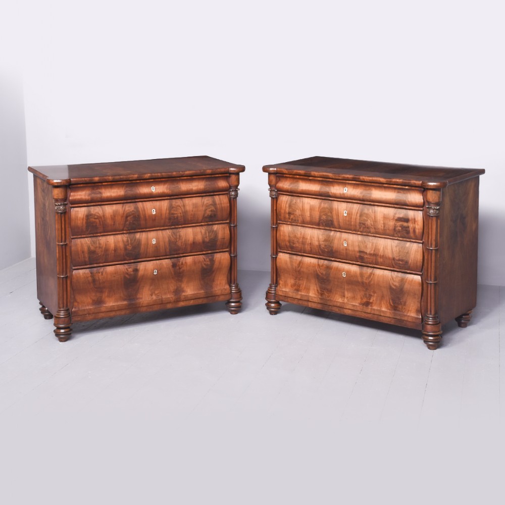 Rare Pair of Quality, Continental, Biedermeier Neat-Sized Chests of Drawers