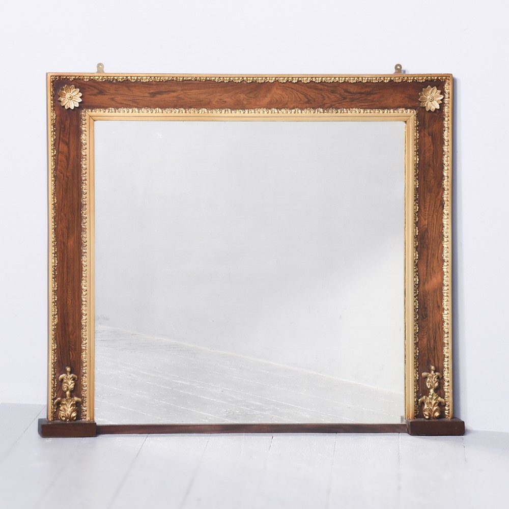 Rosewood and Gilded Over-Mantle Mirror