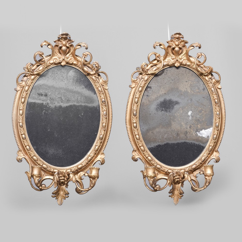 Pair of George III Giltwood Girandole Mirrors