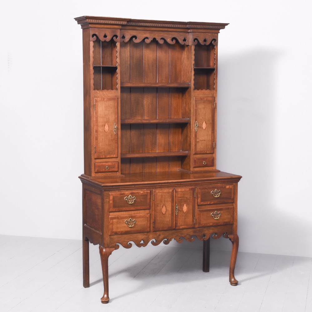 Oak Inlaid Two Part Dresser
