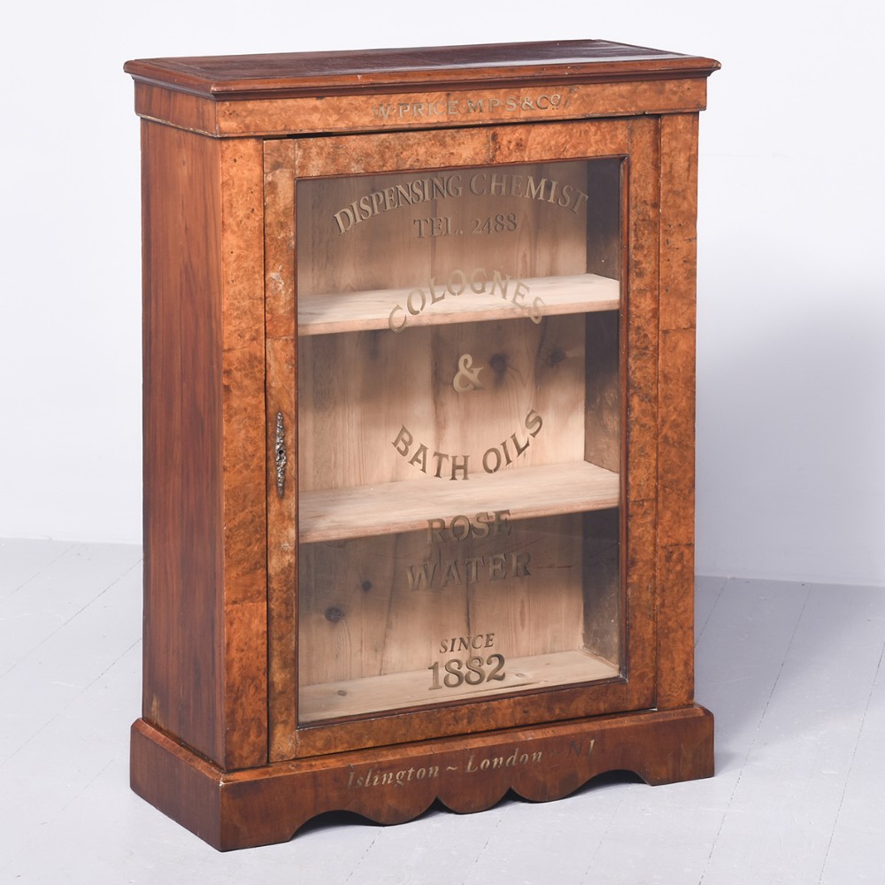 Victorian Walnut Pier Cabinet with Advertising 