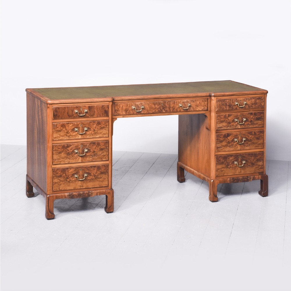 Walnut & Burr Walnut Writing Desk in The Manner of Whytock & Reid of Edinburgh