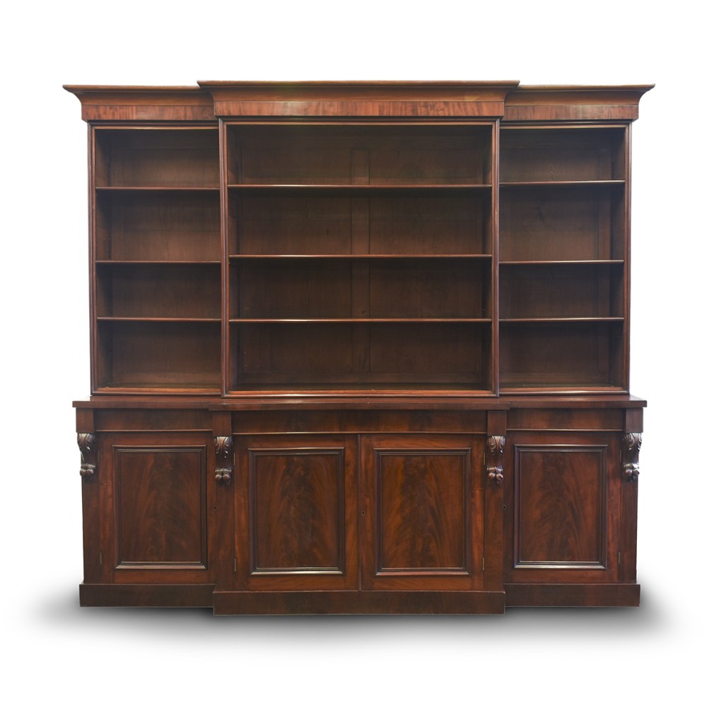 Large Mahogany Victorian Open Bookcase