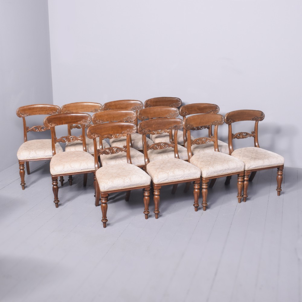 Rare Set of 12 Outstanding Quality Regency Mahogany Dining Chairs 