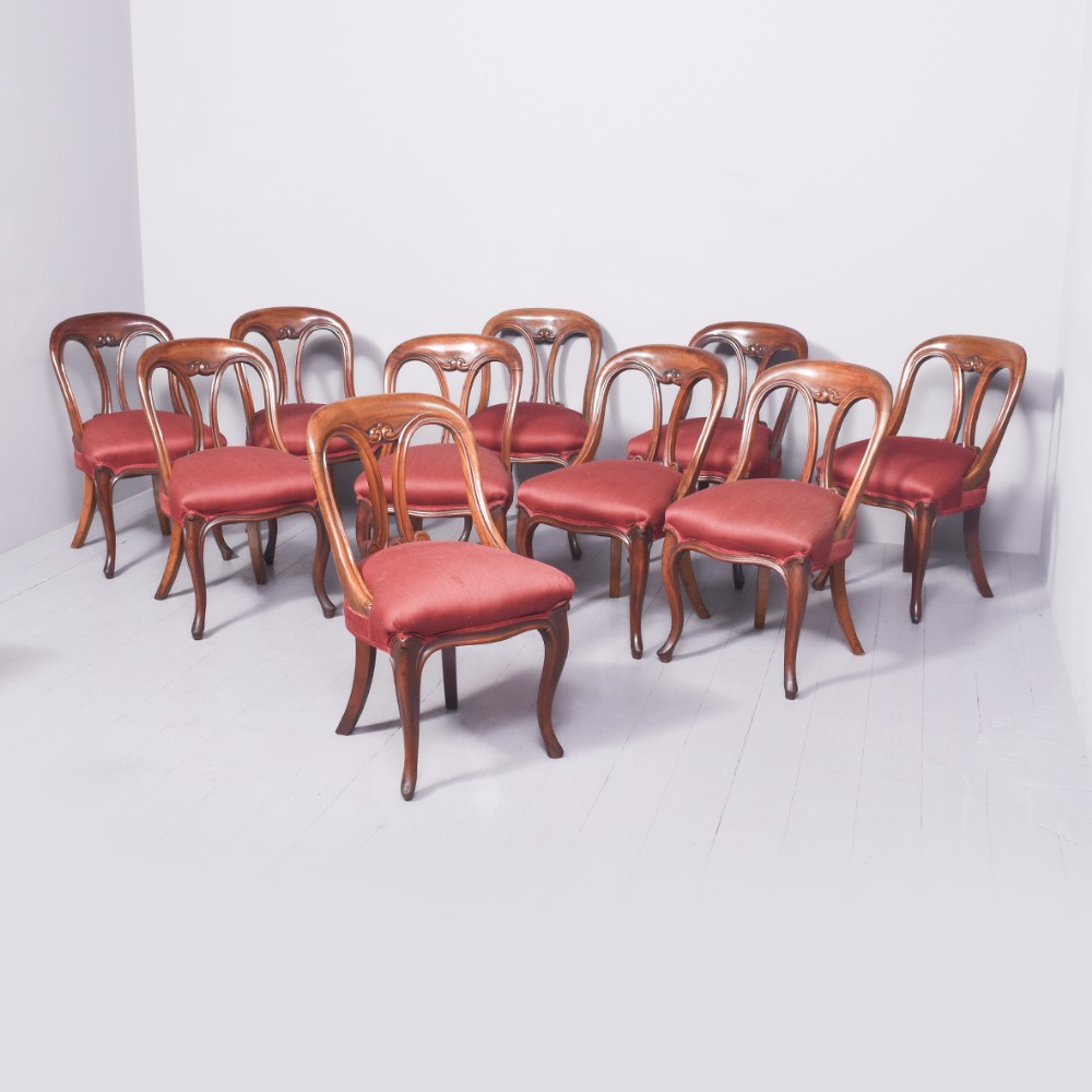 Set of 10 Victorian, Fine Quality Mahogany Dining or Library Chairs
