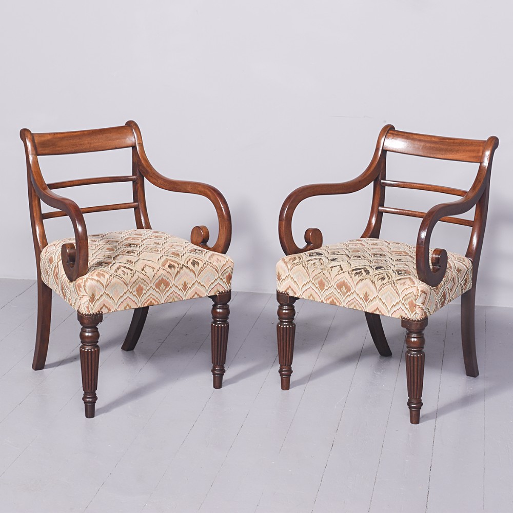 Pair of William IV Mahogany Arm Chairs