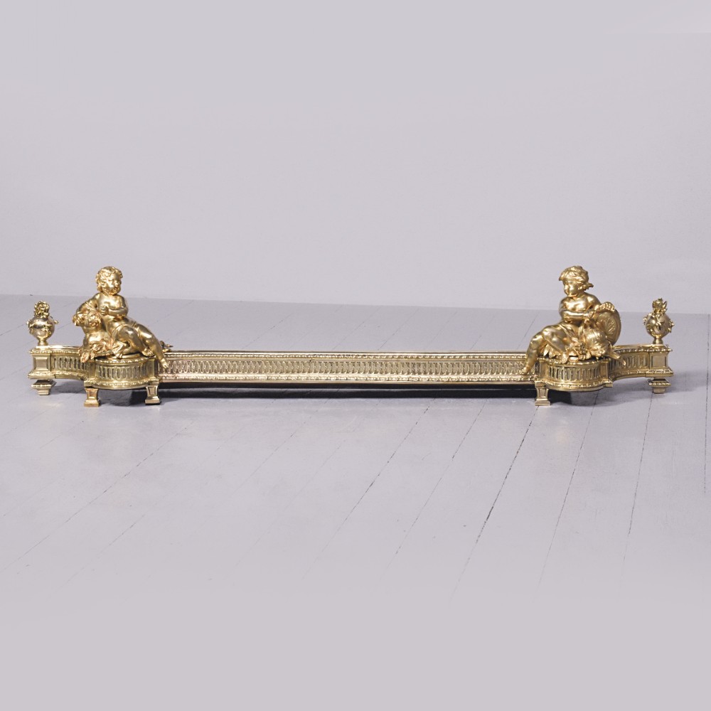 Monumental French Cast Brass Fender