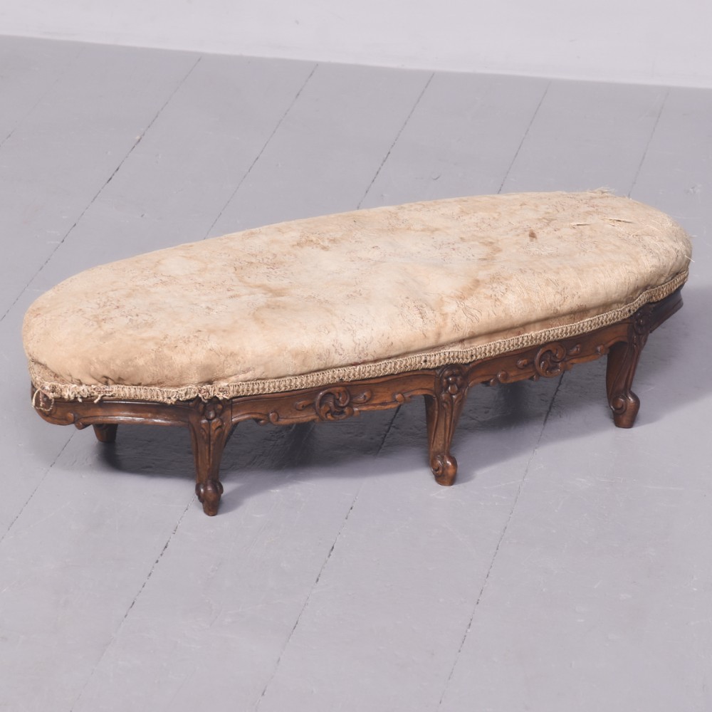 Carved Walnut Six Leg Stool