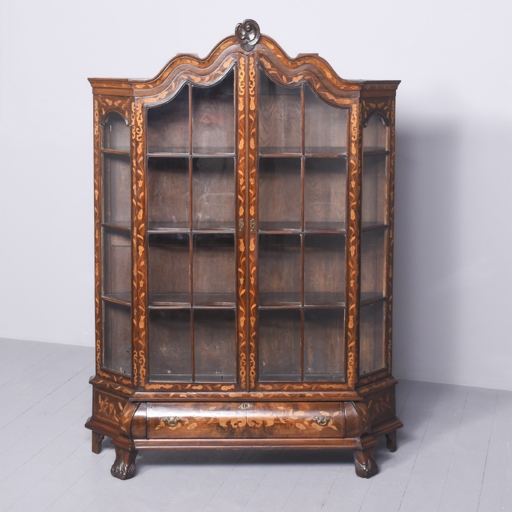 A Dutch Marquetry Display Cabinet
