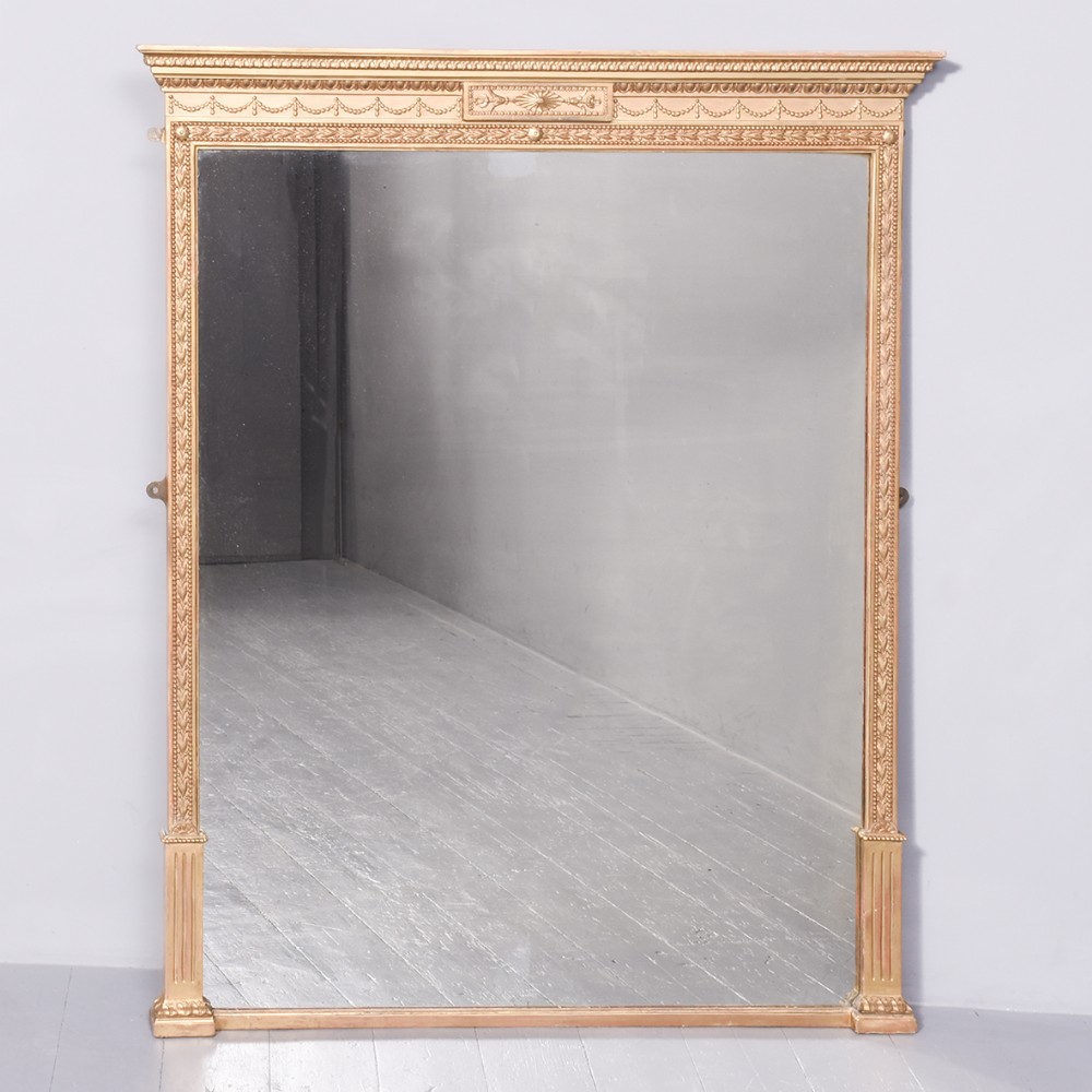 19th Century Adam-Style Giltwood Overmantel Mirror