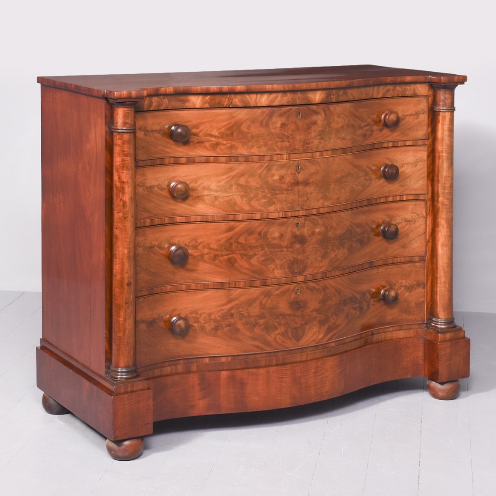 Quality William IV Serpentine-Front Scottish Column Chest of Drawers 