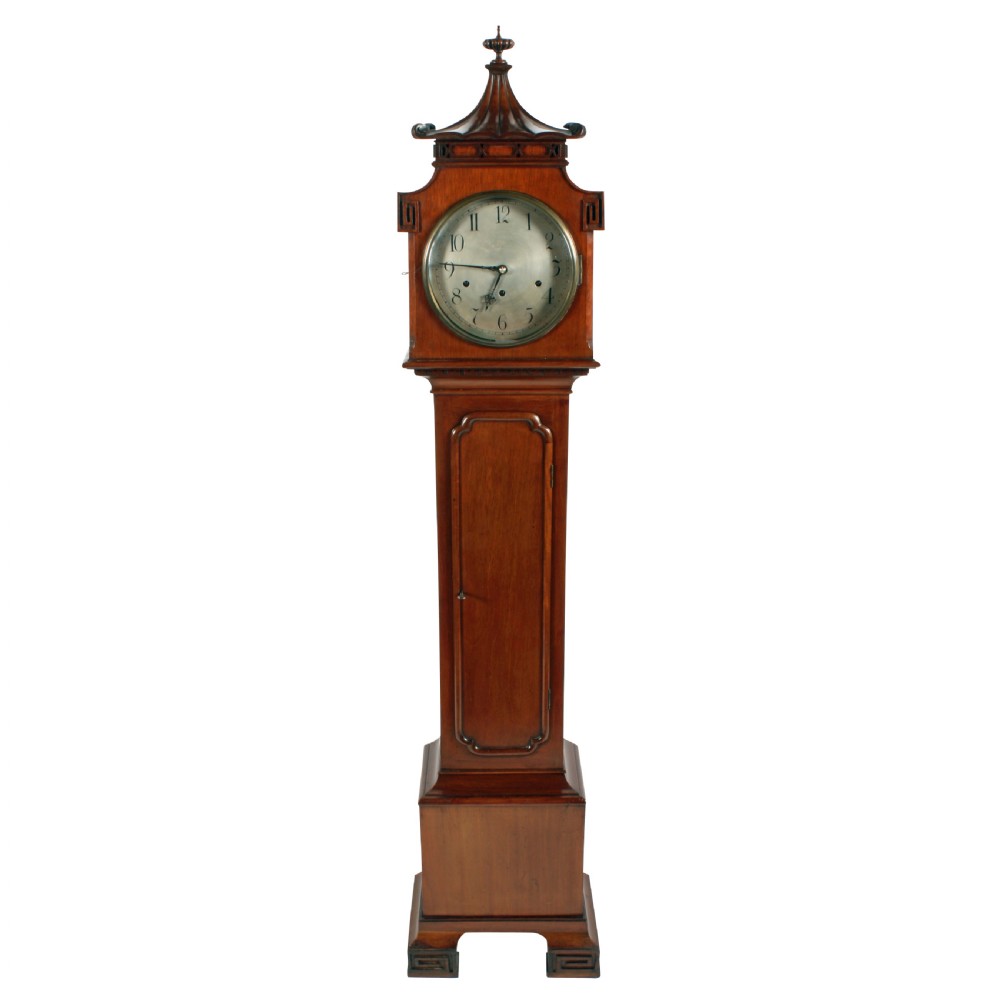 Mahogany cased Chinoiserie style Chiming Grandmother Clock