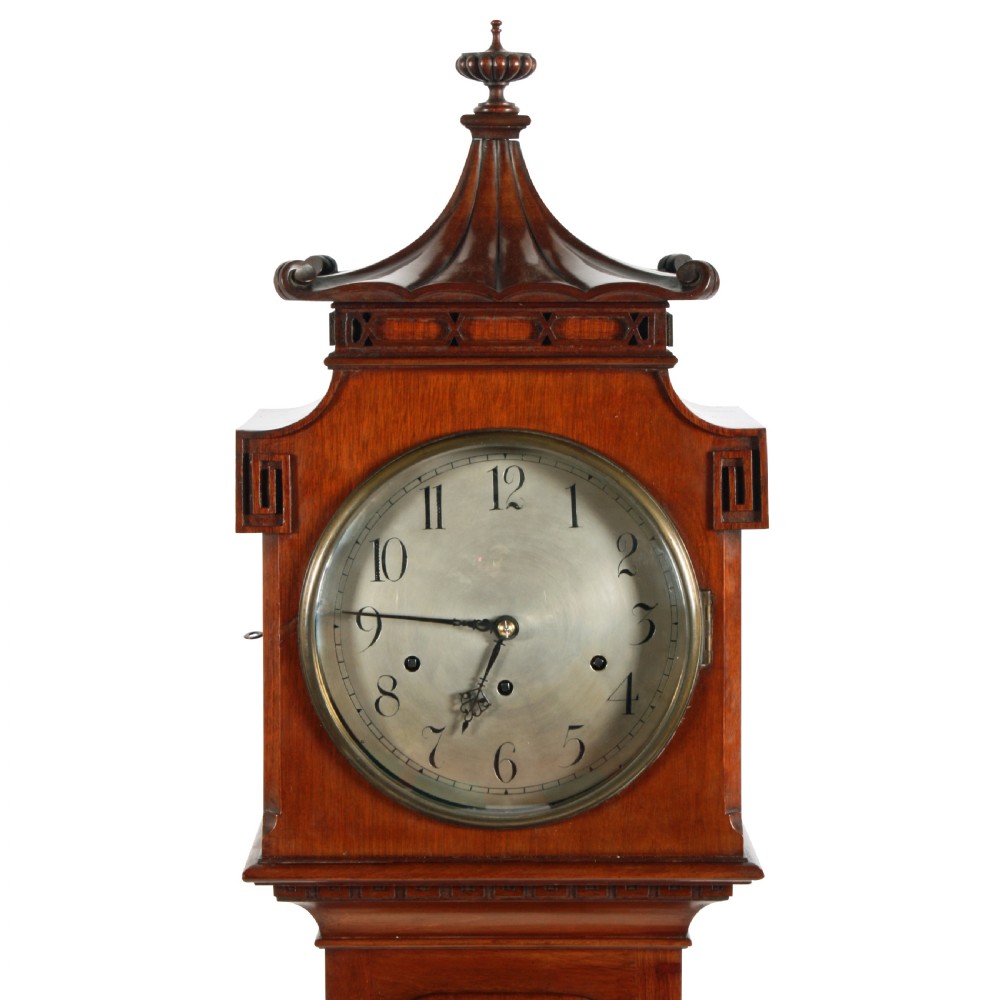 Mahogany cased Chinoiserie style Chiming Grandmother Clock View III