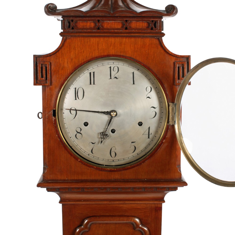 Mahogany cased Chinoiserie style Chiming Grandmother Clock View IV