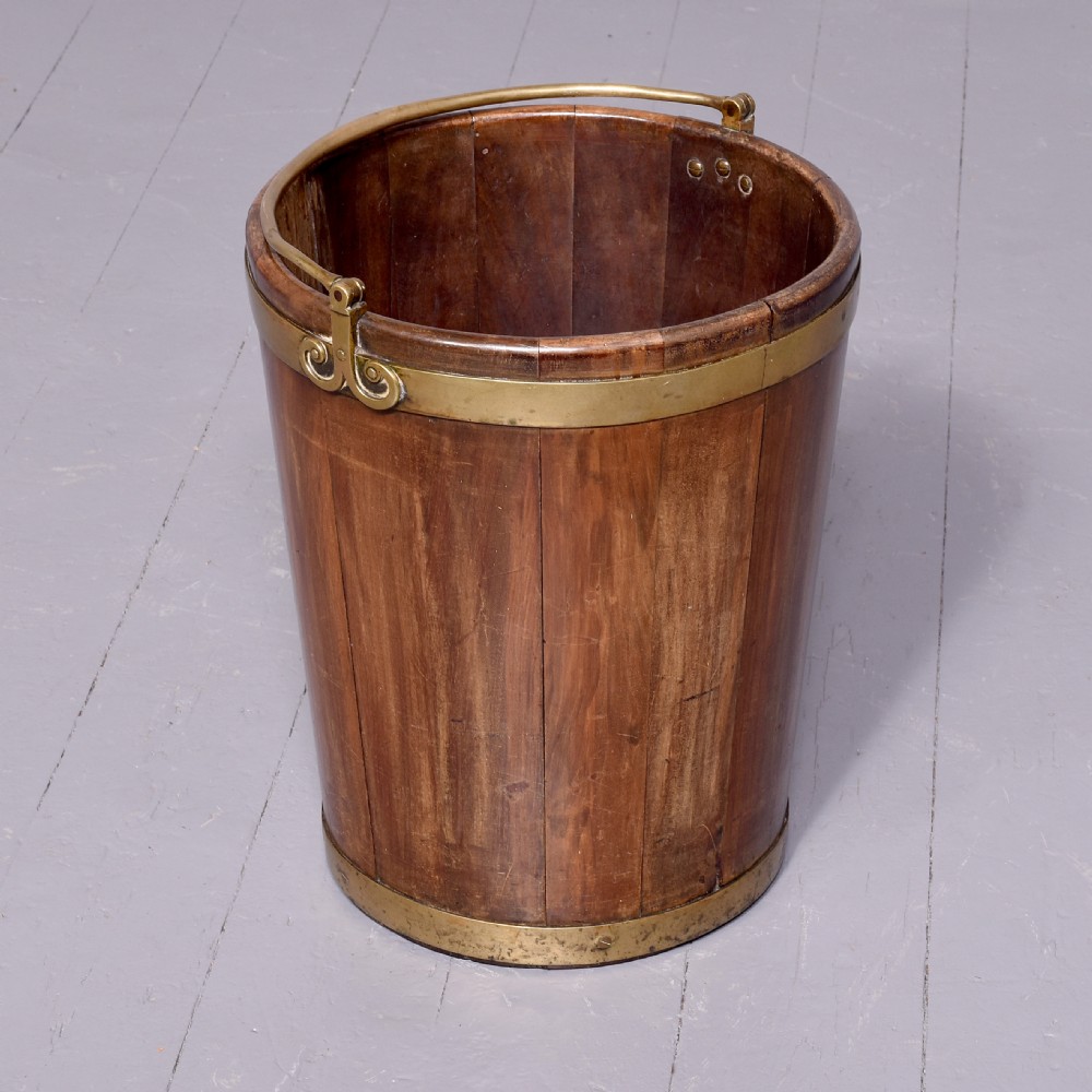 George III brass bound mahogany Irish peat Bucket