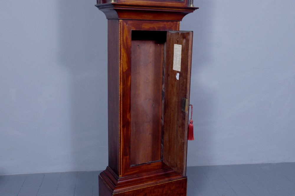 Quality inlaid brass faced mahogany Georgian grandfather clock by John Douglas of Galston View VI